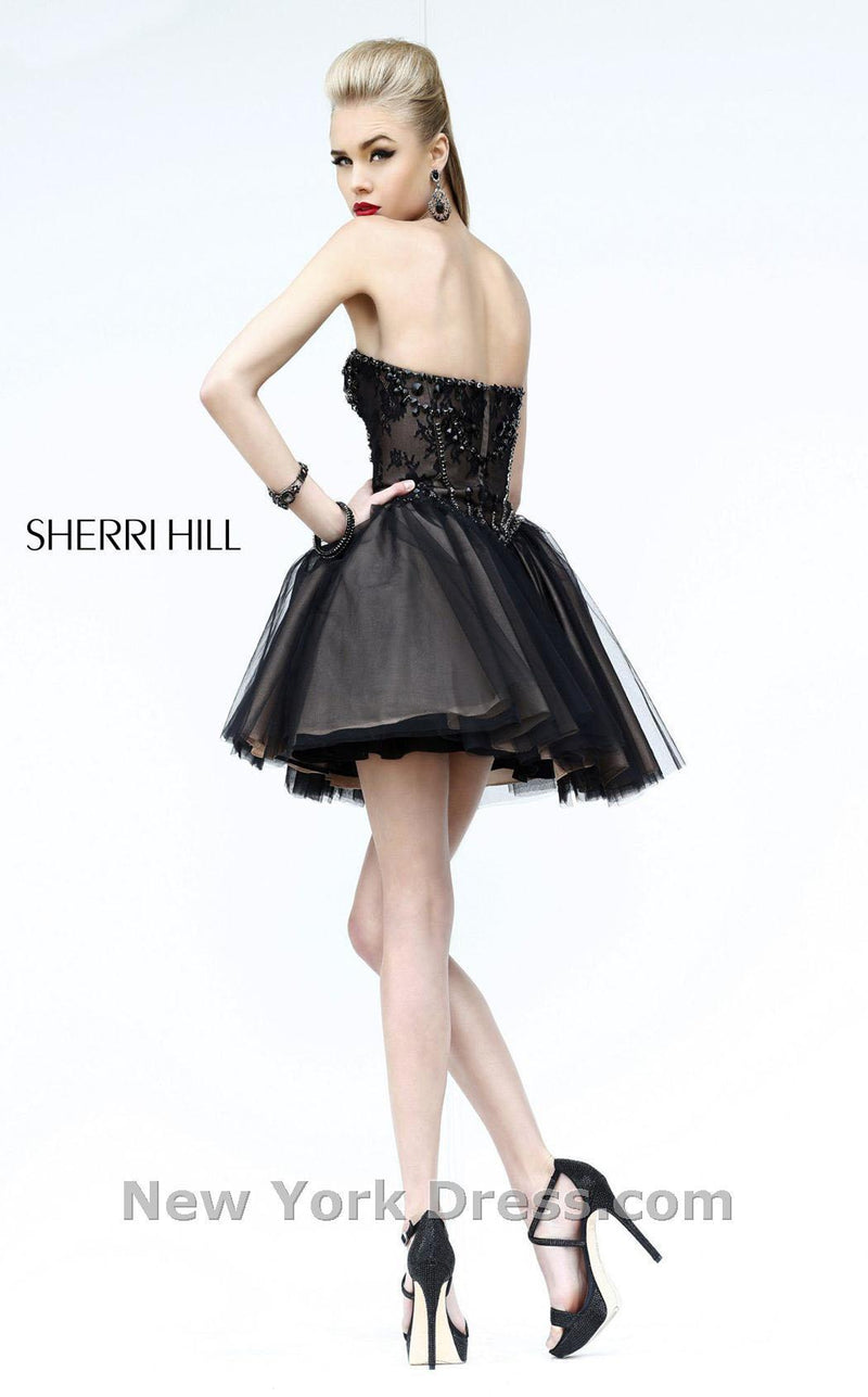 Sherri Hill 21156 Gun Metal/Nude