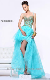 2 of 7 Sherri Hill 21168 Aqua/Gold