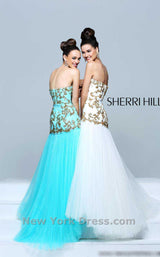 2 of 2 Sherri Hill 2973 Aqua/Gold