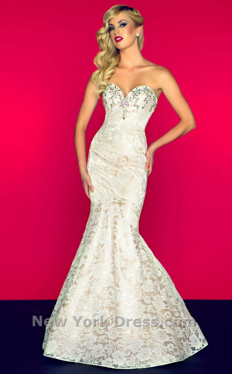 Mac Duggal 50156R Ivory/Nude