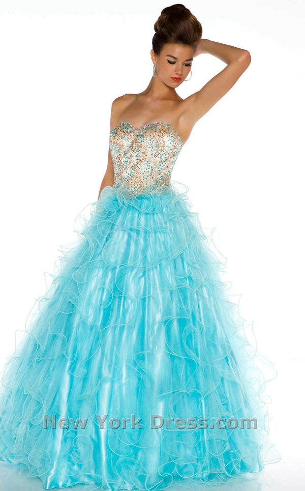 Mac Duggal 81751H Sky Blue/Nude