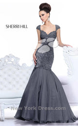 2 of 2 Sherri Hill 21036 Navy/Gun Metal