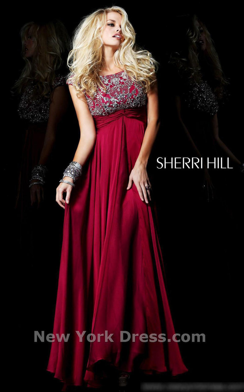 Sherri Hill 21037 Wine/Silver