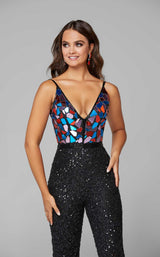 5 of 5 Primavera Couture 3608 Jumpsuit Black-Multi