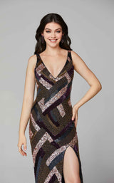 6 of 7 Primavera Couture 3624 Dress Black-Multi