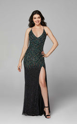 1 of 7 Primavera Couture 3644 Dress Black-Green