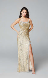 2 of 10 Primavera Couture 3648 Dress Nude-Gold