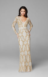 2 of 7 Primavera Couture 3676 Dress Nude-Gold