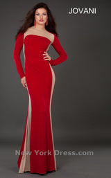 2 of 8 Jovani 74270 Red/Nude