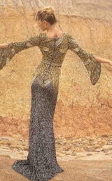 Primavera Couture 3680 Dress Charcoal-Gold