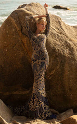 4 of 6 Primavera Couture 3690 Dress Midnight-Gold