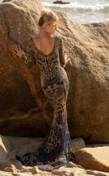 6 of 6 Primavera Couture 3690 Dress Midnight-Gold
