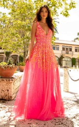 3 of 10 Primavera Couture 3728 Dress Neon-Pink