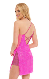 4 of 4 Rachel Allan 40143 Dress Neon-Magenta