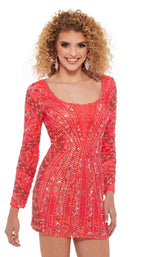 1 of 4 Rachel Allan 40147 Dress Bright-Coral