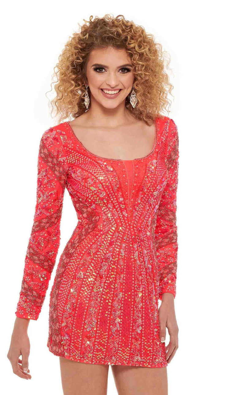 Rachel Allan 40147 Dress Bright-Coral