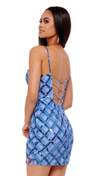 4 of 4 Rachel Allan 40153 Dress Periwinkle-Multi