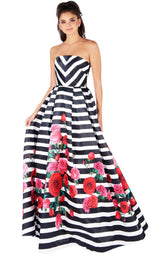 1 of 4 Mac Duggal 40597L Black-White-Rose