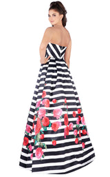 2 of 4 Mac Duggal 40597L Black-White-Rose