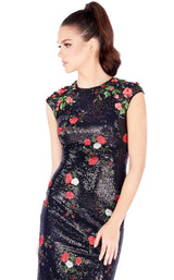 6 of 8 Mac Duggal 40857B Black-Rose