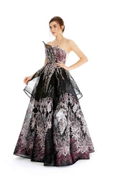 1 of 3 In Couture 4493 Dress Black-Mauve