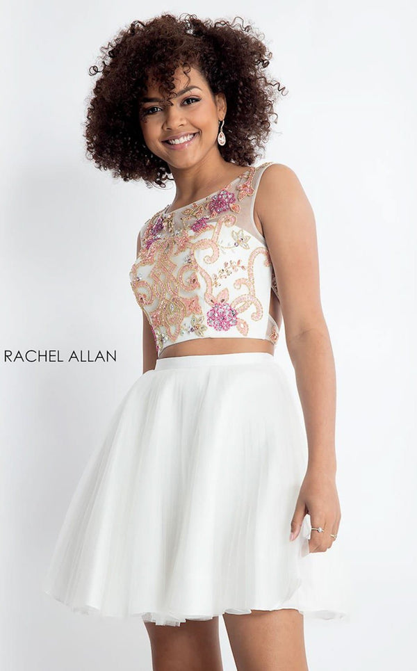 Rachel Allan 4607 White/Blush