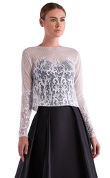 2 of 2 Edward Arsouni Couture SS0473 Dress White-Black