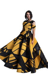 1 of 3 In Couture 4752 Dress Mustard-Black