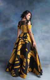 2 of 3 In Couture 4752 Dress Mustard-Black