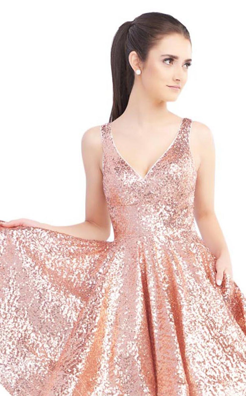 Mac Duggal 48478I Rose Gold Sequin