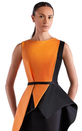 2 of 2 Edward Arsouni Couture SS0485 Dress Orange-Black