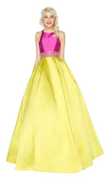 2 of 4 Mac Duggal 48581H Orchid-Chartreuse