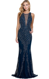 1 of 2 Scala 48787S Dress Navy-Nude