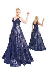 1 of 4 Mac Duggal 48798I Midnight-Sequin