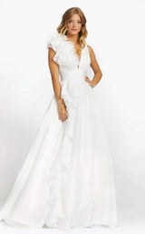 2 of 7 Mac Duggal 48856D Dress White
