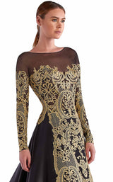 2 of 2 Edward Arsouni Couture SS0490 Dress Black-Gold
