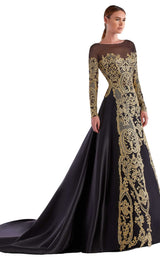 1 of 2 Edward Arsouni Couture SS0490 Dress Black-Gold