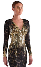 2 of 2 Edward Arsouni Couture SS0494 Dress Black-Gold