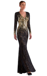 1 of 2 Edward Arsouni Couture SS0494 Dress Black-Gold