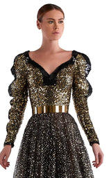2 of 2 Edward Arsouni Couture SS0497 Dress Black-Gold