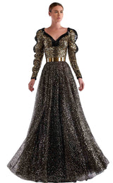 1 of 2 Edward Arsouni Couture SS0497 Dress Black-Gold