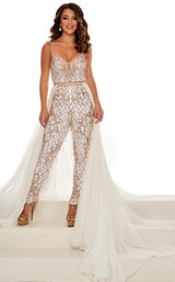 2 of 7 Rachel Allan 50001 Jumpsuit White-Rose-Gold-Silver