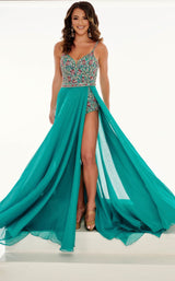 1 of 7 Rachel Allan 50013 Dress Jade-Multi