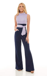 1 of 6 Rachel Allan 50040 Jumpsuit Lilac-Navy
