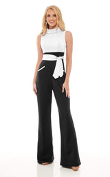 3 of 6 Rachel Allan 50040 Jumpsuit White-Black