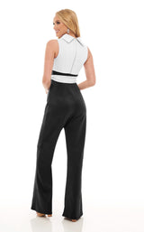 6 of 6 Rachel Allan 50040 Jumpsuit White-Black