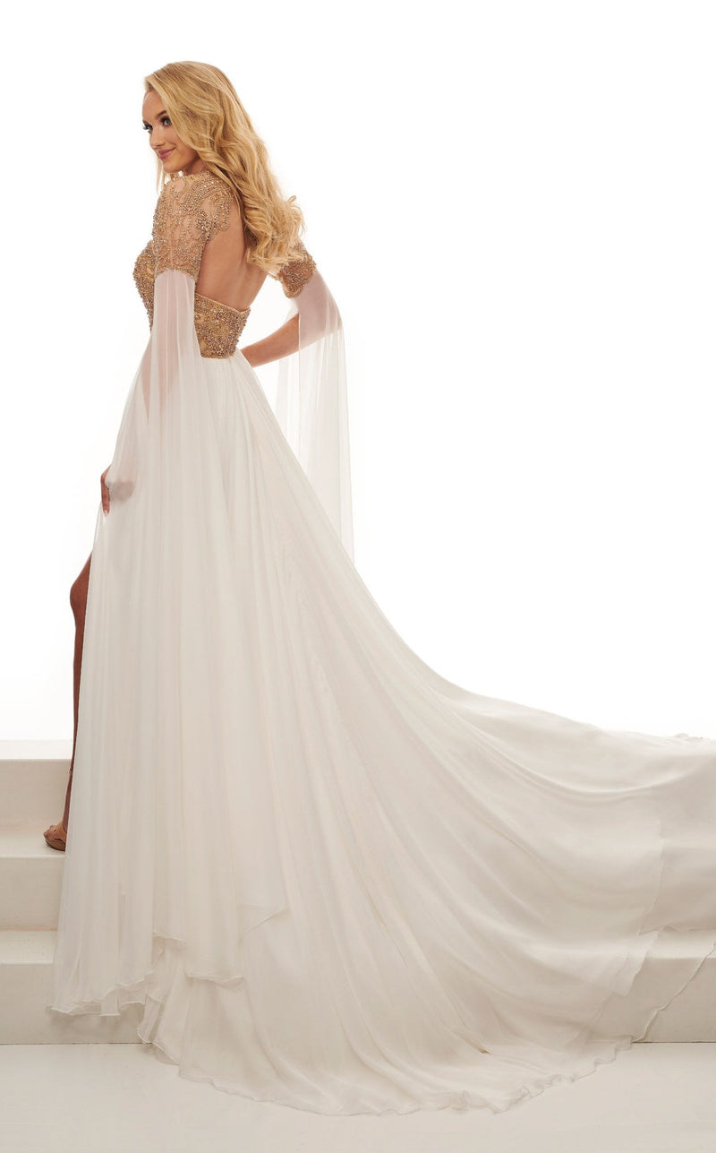 Rachel Allan 50055 Dress White-Gold