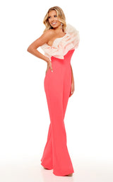 3 of 6 Rachel Allan 50069 Jumpsuit Neon-Coral-White