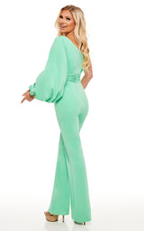 8 of 8 Rachel Allan 50108 Jumpsuit Aqua-Mint