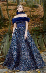 1 of 2 In Couture 5043 Dress Navy-Gold